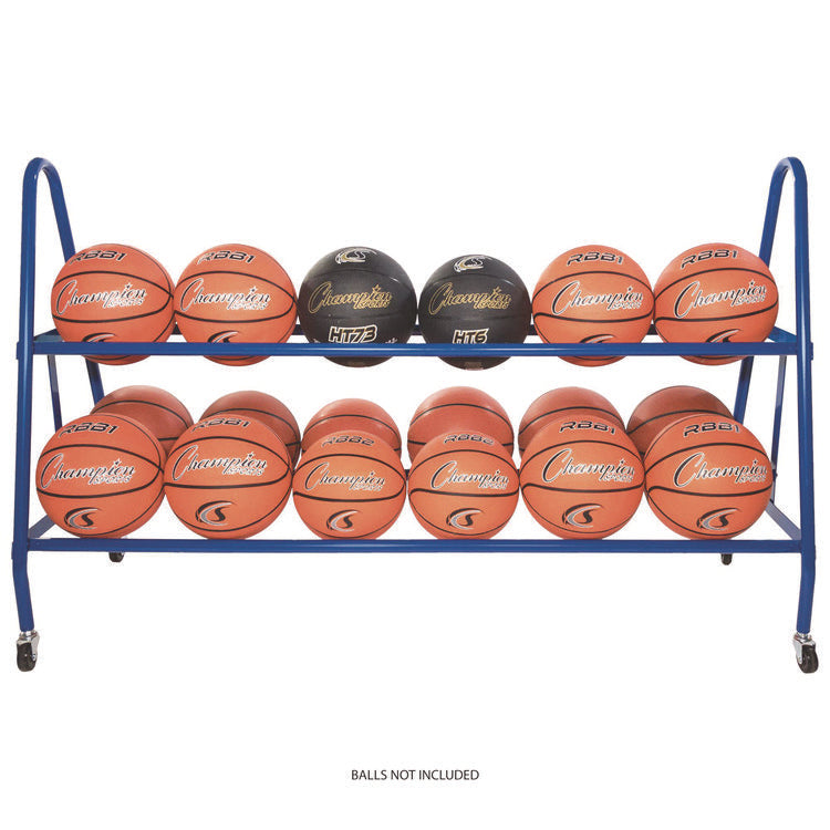 Heavy-Duty Deluxe Ball Cart, Metal, 132 lb Capacity, 17.5 x 59 x 35.75, Blue