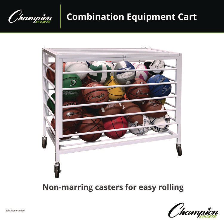 Economy Locking Ball Carrier, Metal, 264 lb Capacity, 23" x 45" x 32", White