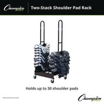 Mobile Two-Stack Shoulder Pad Rack, Metal, 176 lb Capacity, 24" x 30" x 69", Black