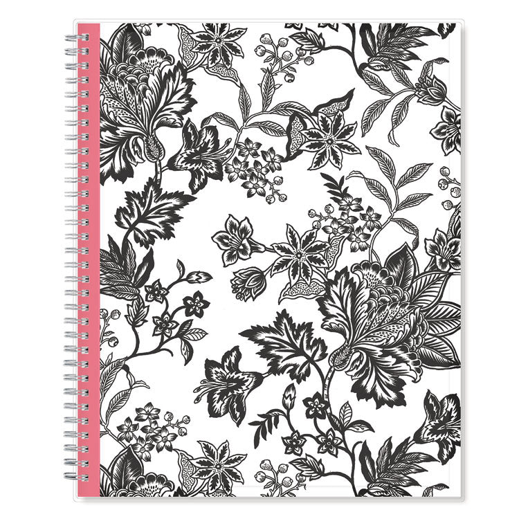 Analeis Create-Your-Own Cover Weekly/Monthly Planner, Floral, 11 x 8.5, White/Black/Coral, 12-Month (July to June): 2025-2026