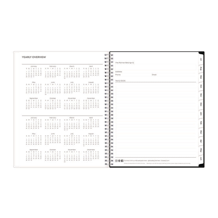 Analeis Create-Your-Own Cover Weekly/Monthly Planner, Floral, 11 x 8.5, White/Black/Coral, 12-Month (July to June): 2025-2026