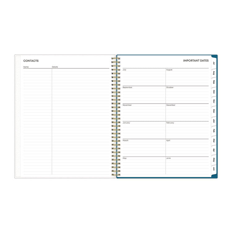 Bakah Blue Academic Year Weekly/Monthly Planner, Floral Artwork, 11 x 8.5, Blue/White Cover, 12-Month (July-June): 2025-2026