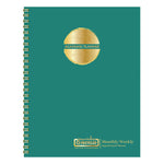 100% Recycled MonoBright Monthly/Weekly Planner, 11 x 8.5, Green/Gold Cover, 12-Month (July to June): 2025 to 2026