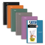 Wirebound Notebook, 5-Subject, Medium/College Rule, Assorted Cover Colors, (150) 9.5 x 6.63 Sheets, 6/Pack