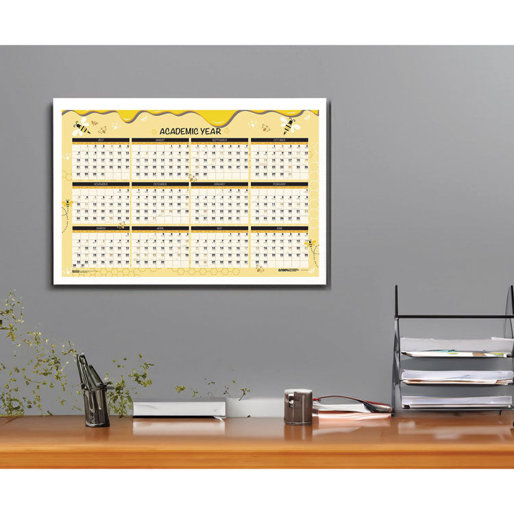 100% Recycled Academic Honeycomb Laminated Wall Calendar, 24 x 37, Tan/Yellow Sheets, 12-Month (July-June): 2024 to 2025