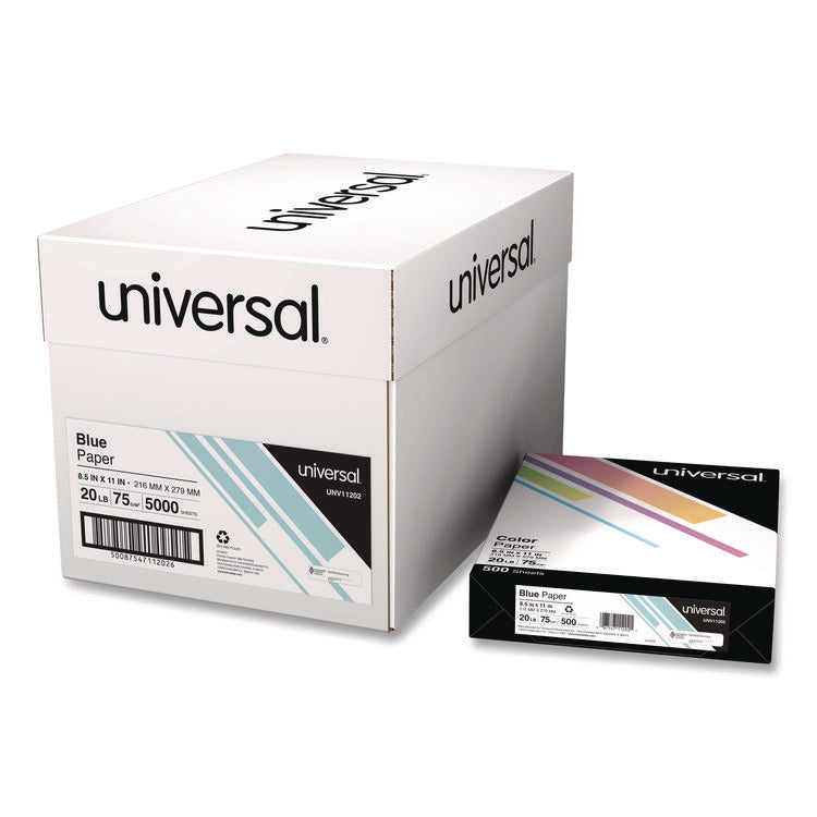 Deluxe Colored Paper, 20 lb Bond Weight, 8.5 x 11, Blue, 500 Sheets/Ream, 10 Reams/Carton