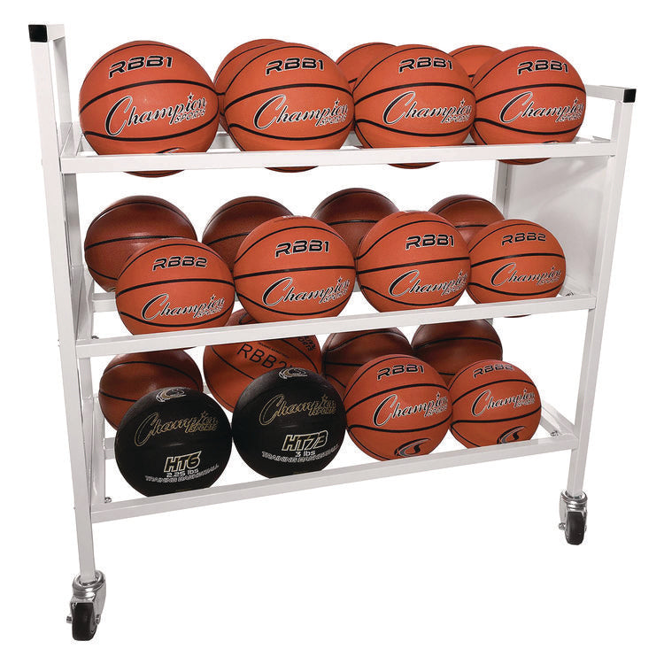 Double Wide Cart, Fits Approximately 24 Balls, Metal, 20" x 42" x 44", White