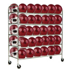 60 Helmet Football Cart, Five Shelves, Metal, 176 lb Capacity, 24" x 61" x 65", Chrome