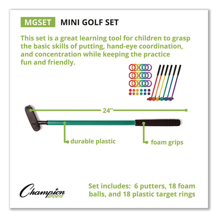 Mini Golf Set, 12 Balls/6 Putters/18 Rings/3 Target Holes