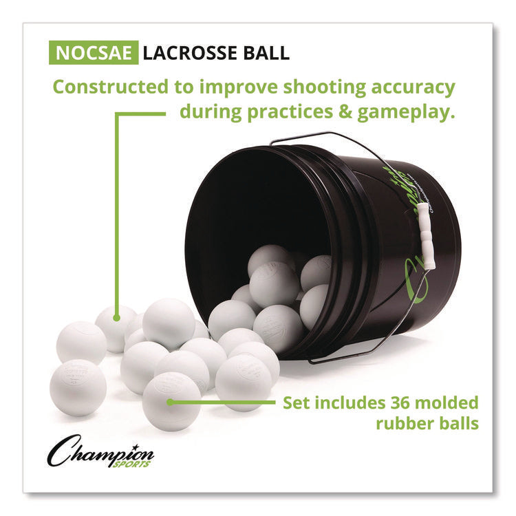 Bucket of Lacrosse Balls, Official Size, White, 36 Balls/Bucket