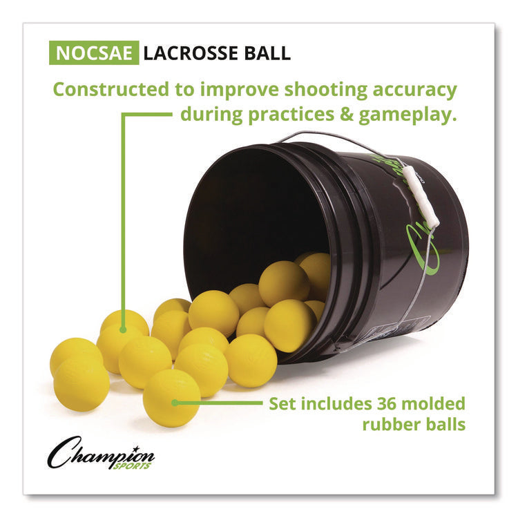 Bucket of Lacrosse Balls, Official Size, Yellow, 36 Balls/Bucket