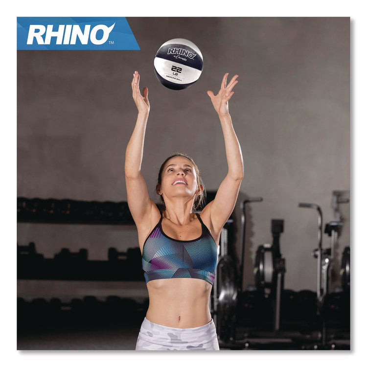 Rhino Leather Medicine Ball, 22 lb, Black/White