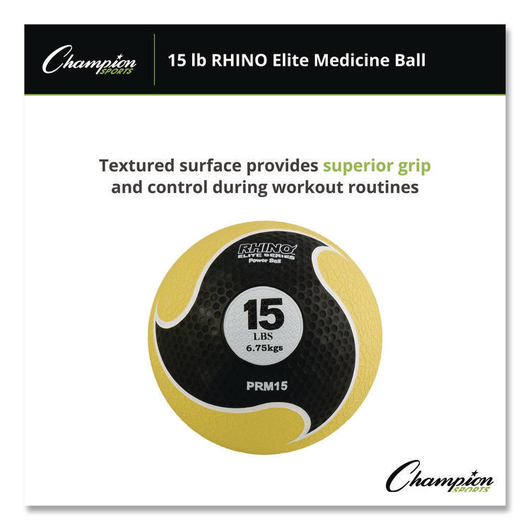 Rhino Elite Medicine Ball, 15 lb, Yellow