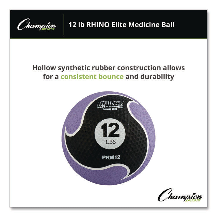 Rhino Elite Medicine Ball, 12 lb, Purple