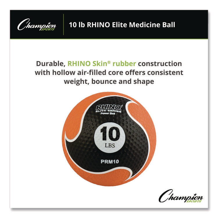 Rhino Elite Medicine Ball, 10 lb, Orange