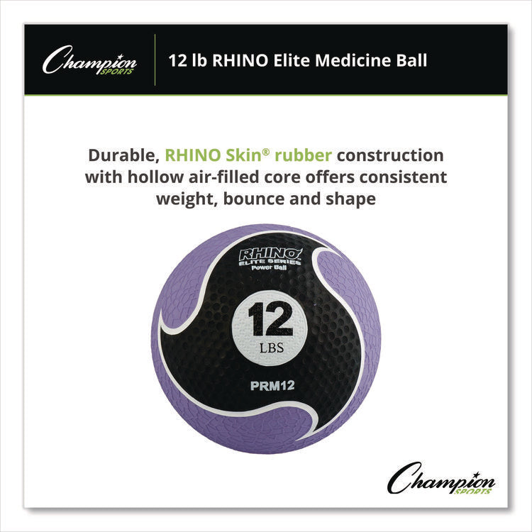 Rhino Elite Medicine Ball, 12 lb, Purple