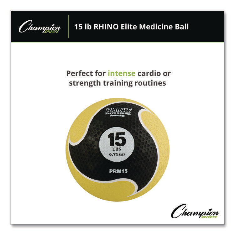 Rhino Elite Medicine Ball, 15 lb, Yellow