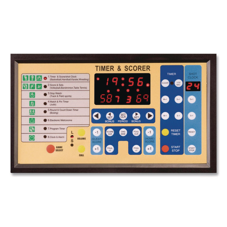 Tabletop Indoor Electronic Scoreboard, 24" x 16" x 10", Black Face, Red/Green/Yellow Graphics