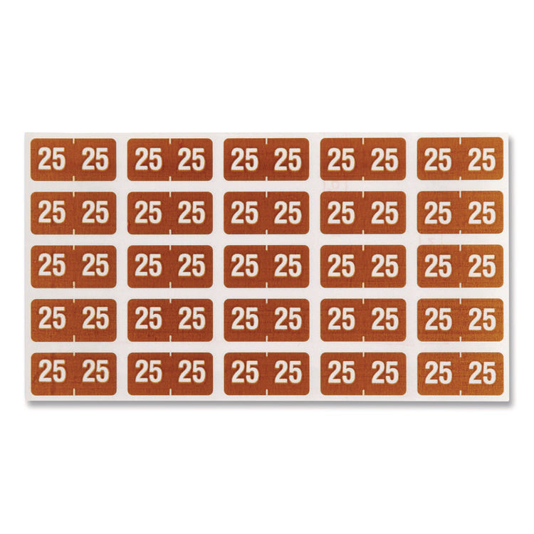 Yearly End Tab File Folder Labels, 25, 0.5 x 1, Brown, 25/Sheet, 10 Sheets/Pack