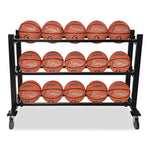 Deluxe Heavy-Duty Basketball Cart, Metal, 220 lb Capacity, 16 x 50.75 x 34.75, Black