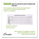 Plastic Bowling Pin Set, Assorted Colors, 10/Set