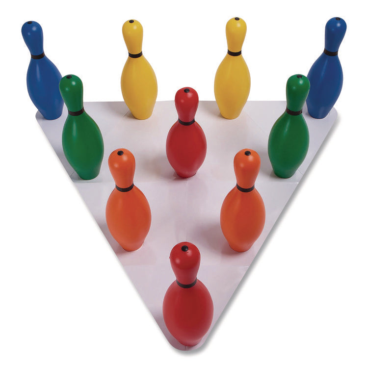 Plastic Bowling Pin Set, Assorted Colors, 10/Set