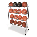 Powder-Coated Ball Cart, Metal, 132 lb Capacity, 17 x 41 x 53, Silver