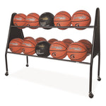 Heavy-Duty Ball Cart, Metal, 132 lb Capacity, 18 x 51 x 38, Black