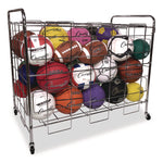 Portable Ball Locker, Metal, 176 lb Capacity, 24 x 41 x 36, Chrome