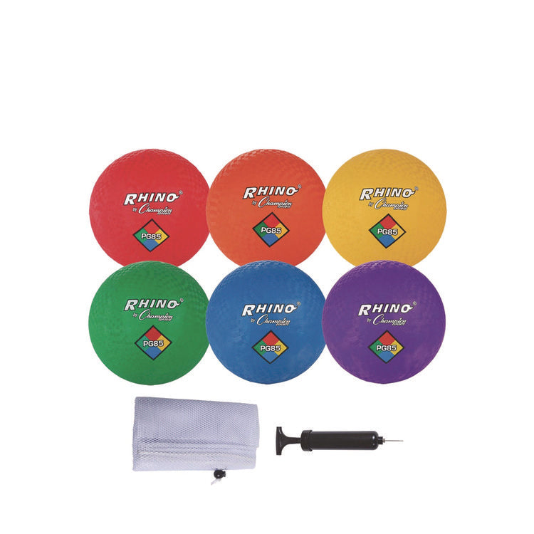 8.5" Playground Ball Set with Air Pump, Assorted Colors, 6/Set