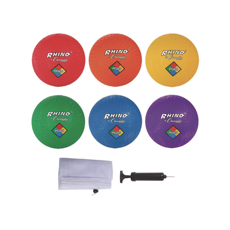 8.5" Playground Ball Set with Air Pump, Assorted Colors, 6/Set