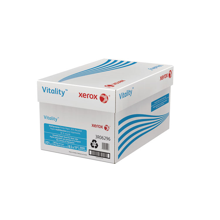 Vitality 30% Recycled Multipurpose Paper, 92 Bright, 20 lb Bond Weight, 8.5 x 11, White, 500/Ream