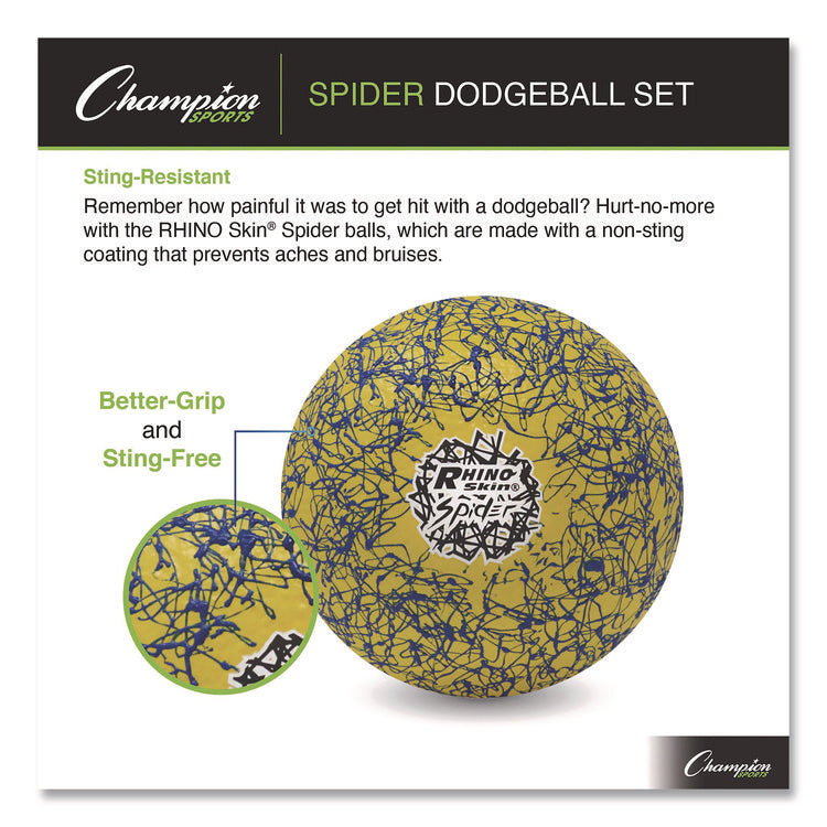 Rhino Skin Spider Dodgeball Set, 6.3" Diameter, Assorted Colors, 6/Set