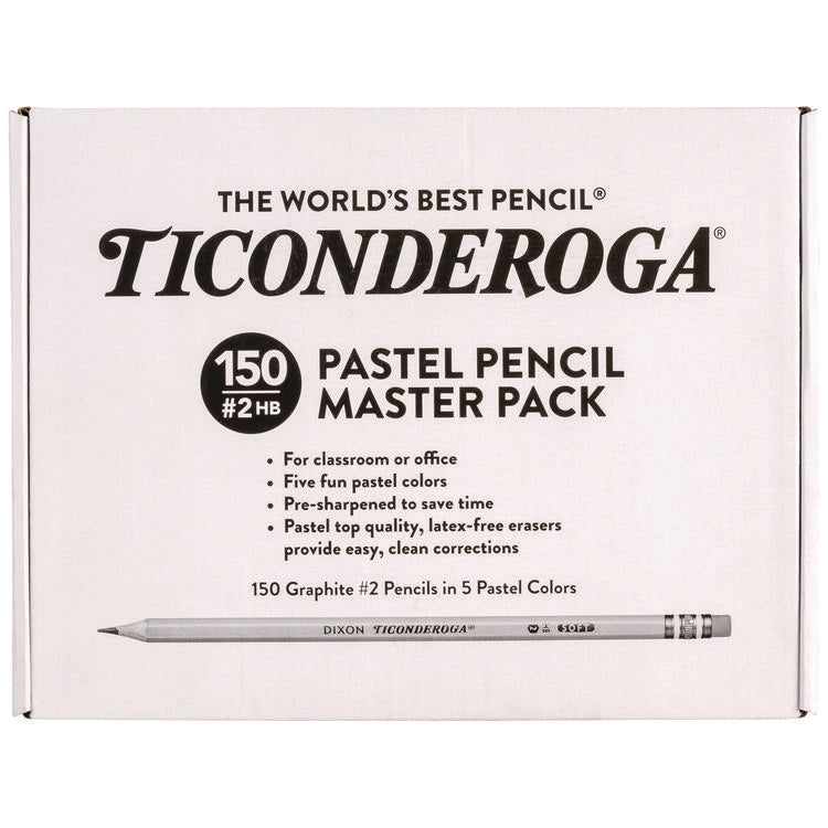 Pre-Sharpened Pencil, 2.2 mm, HB (#2), Black Lead, Pastel Assorted Barrel Colors, 150/Pack