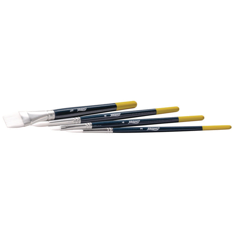 Hobby Four-Brush Set, Assorted, Synthetic, Flat; Round, 4/pack