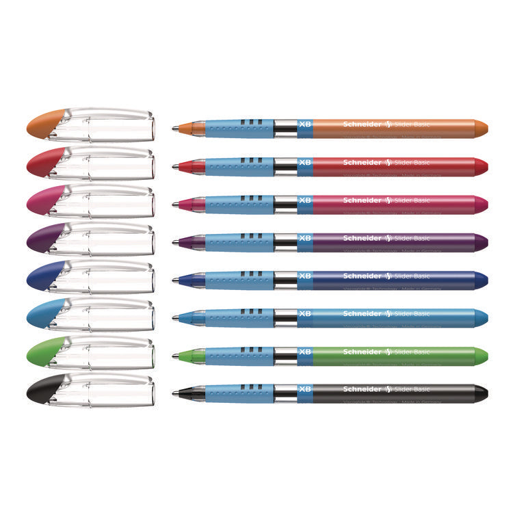Slider Basic Ballpoint Pen, Stick, Extra-Bold 1.4 mm, Assorted Ink and Barrel Colors, 8/Pack