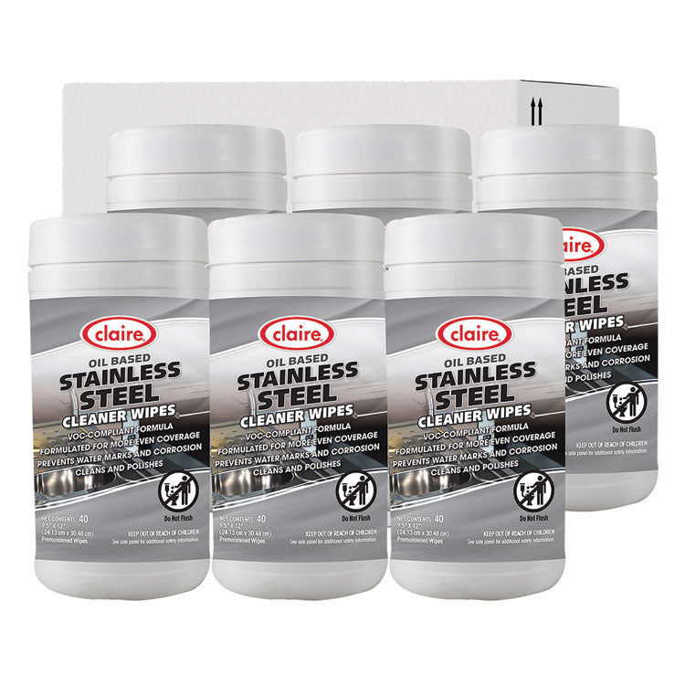 Stainless Steel Cleaner Wipes, 9.5 x 12, Citrus, Purple, 40 Wipes/Canister, 6 Canisters/Carton
