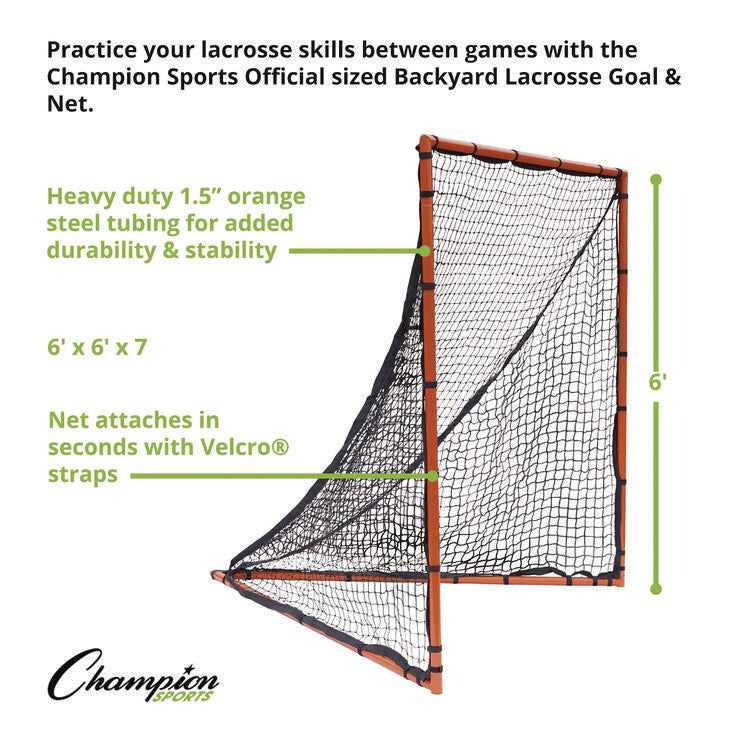 Backyard Lacrosse Goal and Net, 6 ft x 6 ft, 1.5" dia Frame