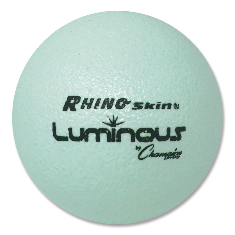 Rhino Skin Luminous Dodgeball Set, 6.3" Diameter, Luminous White/Blue, 6/Set