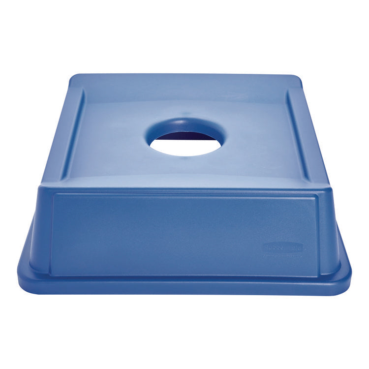 Untouchable Bottle and Can Recycling Top, Round Opening,  20.13w x 20.13d x 6.25h, Blue