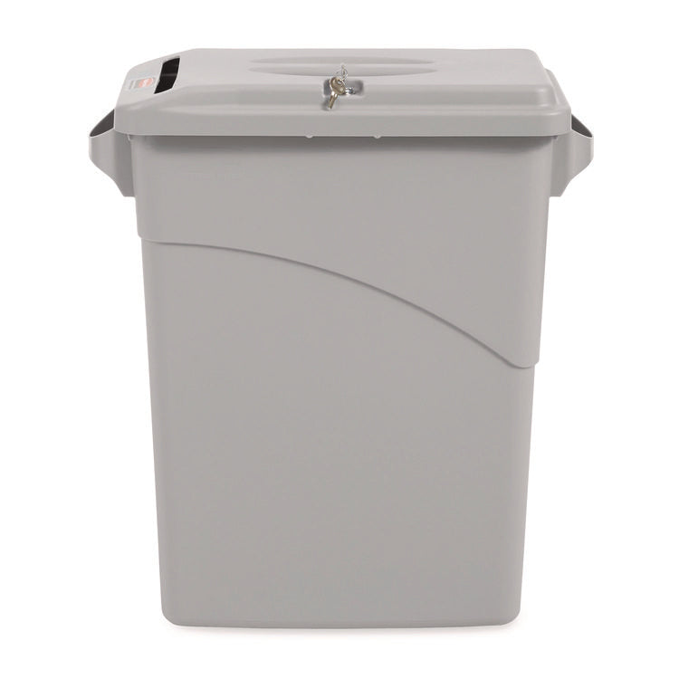 Slim Jim Confidential Document Waste Receptacle with Lid, 23 gal, Light Gray