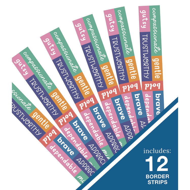 Straight Borders, 12-Piece Set, Motivational: Positive Words, 3" x 3 ft, Multicolor