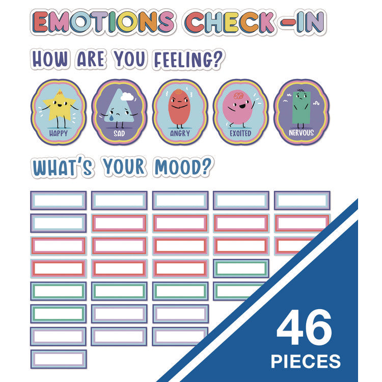 Curriculum Bulletin Board Sets, 46-Piece Set , We Stick Together: Emotions Check-In, 7.9" x 15", Multicolor