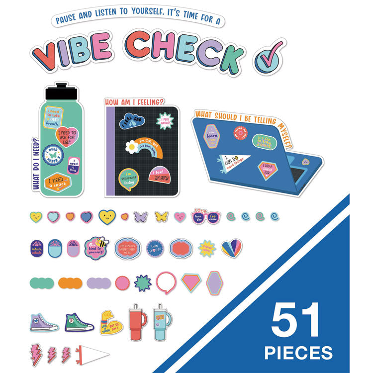 Decorative Bulletin Board Set, 51-Piece Set, We Stick Together: Vibe Check, 14.1" x 17.9", Multicolor