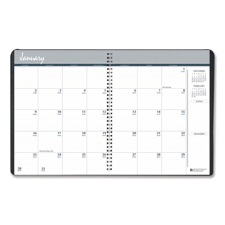 14-Month Recycled Ruled Monthly Planner, 8.75 x 6.78, Black Cover, 14-Month: Dec 2024 to Jan 2026