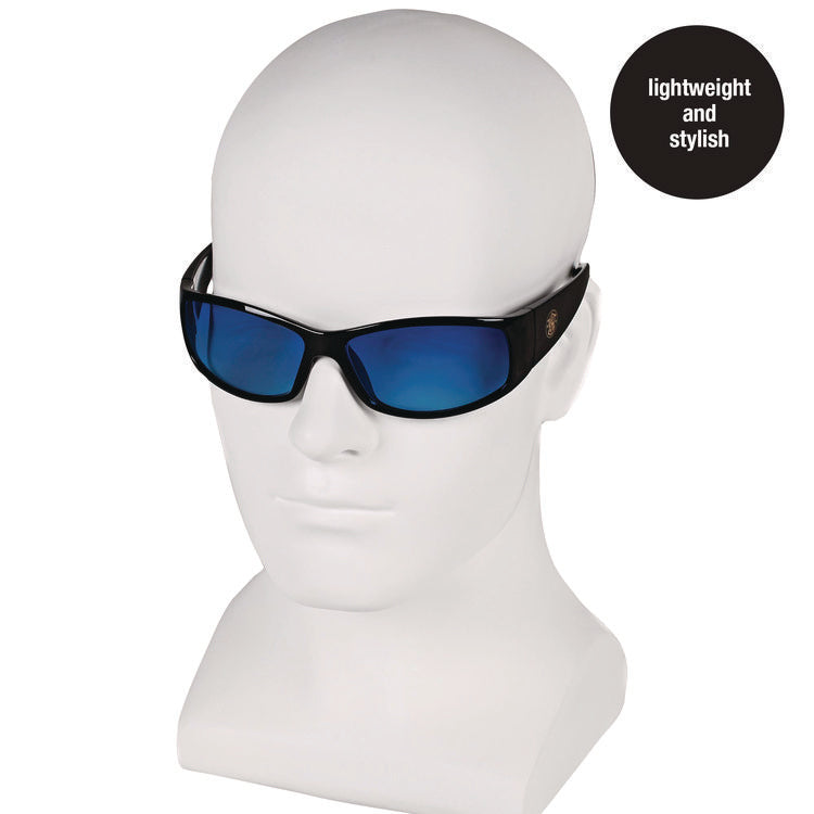 Elite Safety Glasses 3016314, Black Frame, Blue Mirror Polycarbonate Lens, 12/Carton