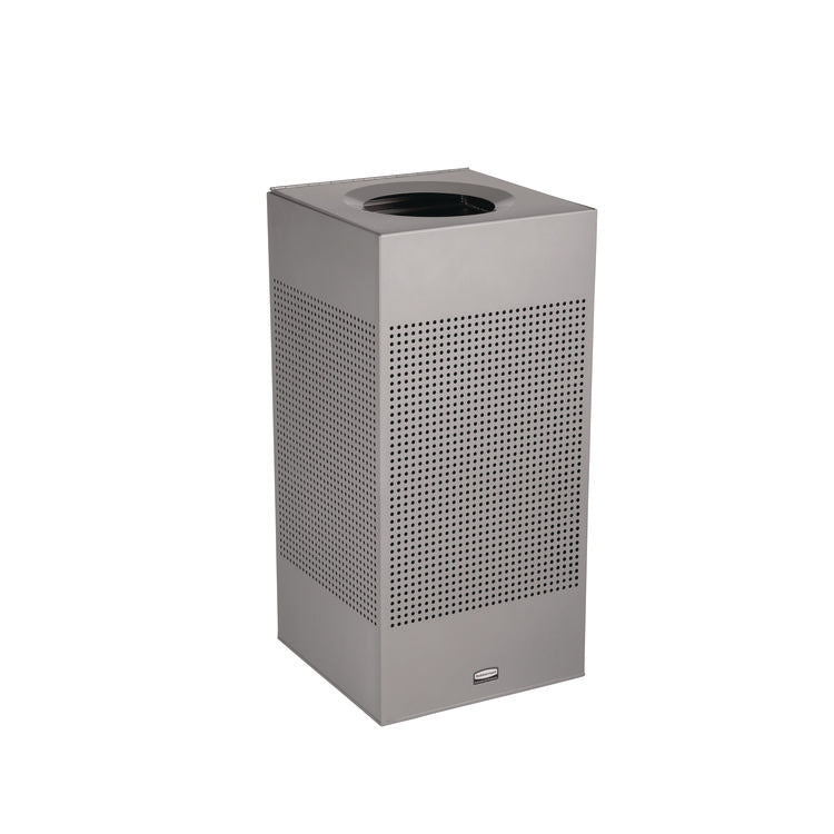 designer line silhouettes waste receptacle, 16 gal, steel, silver metallic