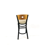 Circle Series Barstool, Supports Up to 300 lb, 28.5" Seat Height, Taupe Seat, Natural Back, Black Base