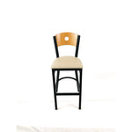 Circle Series Barstool, Supports Up to 300 lb, 28.5" Seat Height, Taupe Seat, Natural Back, Black Base