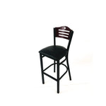 Eagle Series Barstool, Supports Up to 300 lb, 28.5" Seat Height, Black Seat, Dark Mahogany Back, Black Base